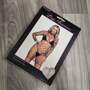 Leg Avenue Black Fence Net Mini Dress Lingerie Clubwear Festival One Size